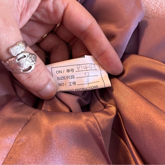 NWOT lilac satin prom dress cowl neckline spaghetti straps lace up back size 12 - Picture 6 of 10